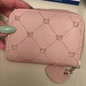 Pink Quilted Wallet with Silver Hardware